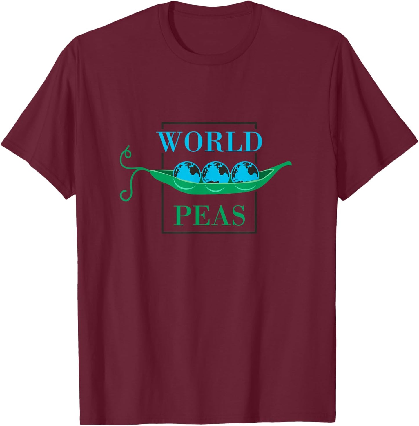 World Peas (Peace) Funny Pun T-Shirt - T-Shirt | Maroon