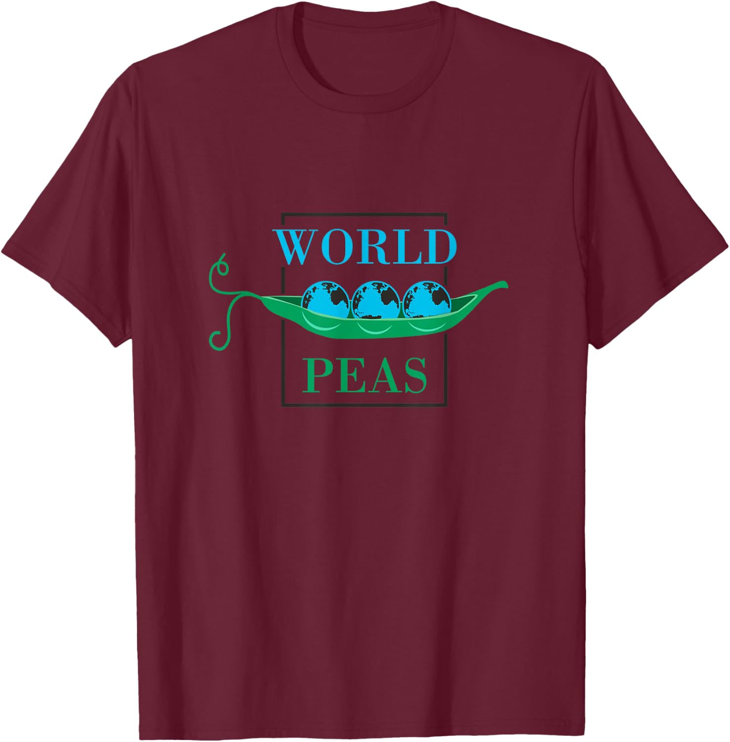 World Peas (Peace) Funny Pun T-Shirt - T-Shirt | Maroon