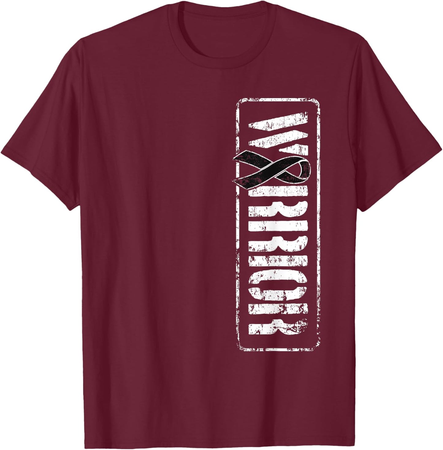 Melanoma Skin Cancer Awareness - Military Warrior Ribbon T-Shirt - T-Shirt | Maroon