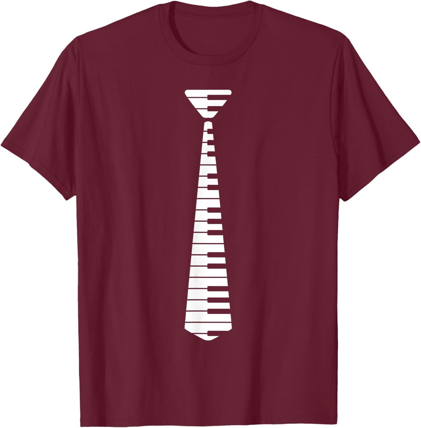 Piano Neck Tie Funny T-Shirt - T-Shirt | Maroon