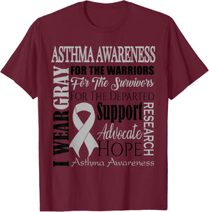 Asthma Awareness Shirt I Wear Gray for an Asthmatic Fighter T-Shirt - T-Shirt | Maroon