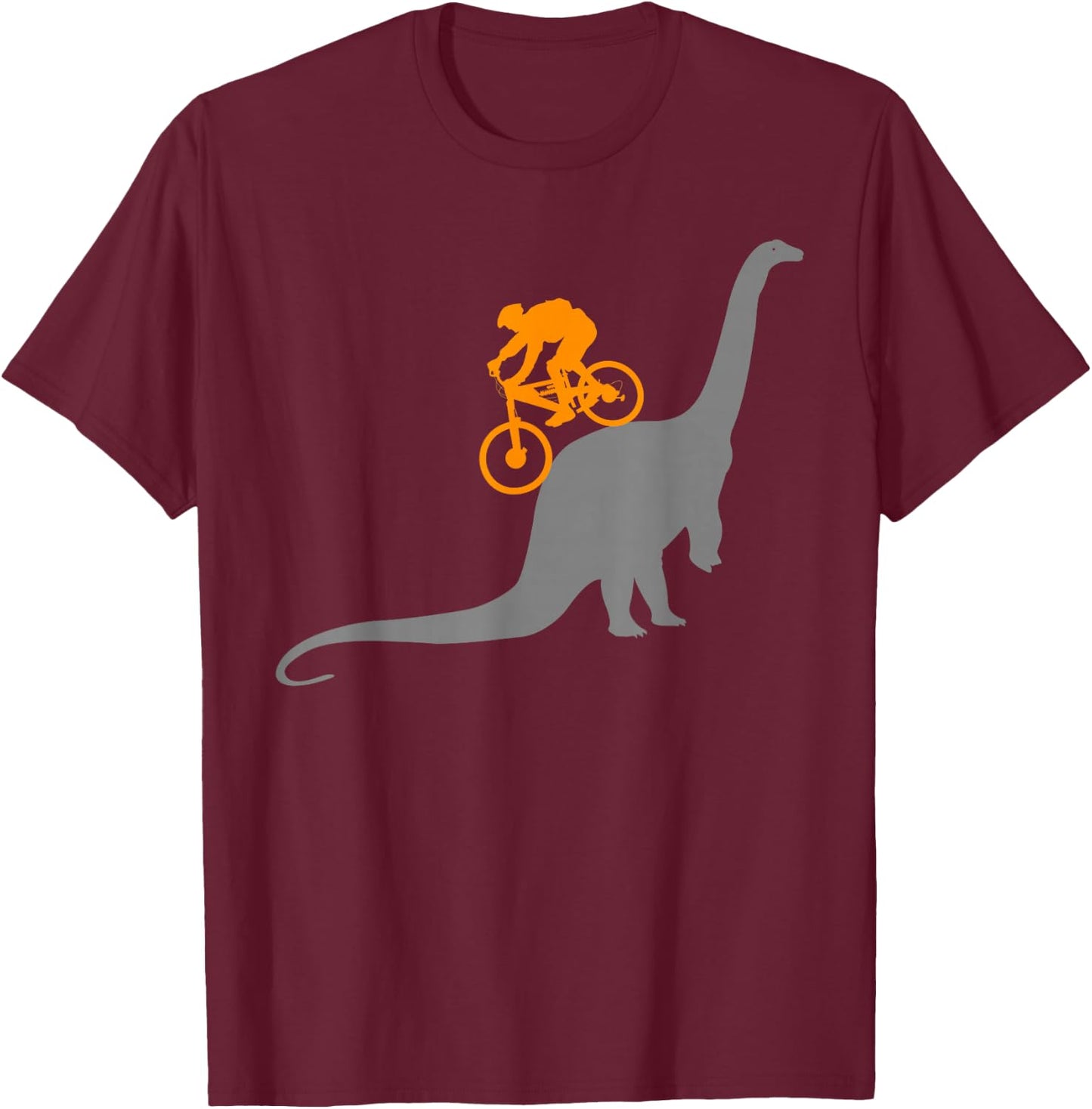MTB Mountain Bike Bicycle Sports Gifts Shirts Dinosaur Dino Bike Mountain Bicycle Sport Shirt , -Adults, -Kids, Black, Short Sleeve, Classic Fit, Small T-Shirt - T-Shirt | Maroon