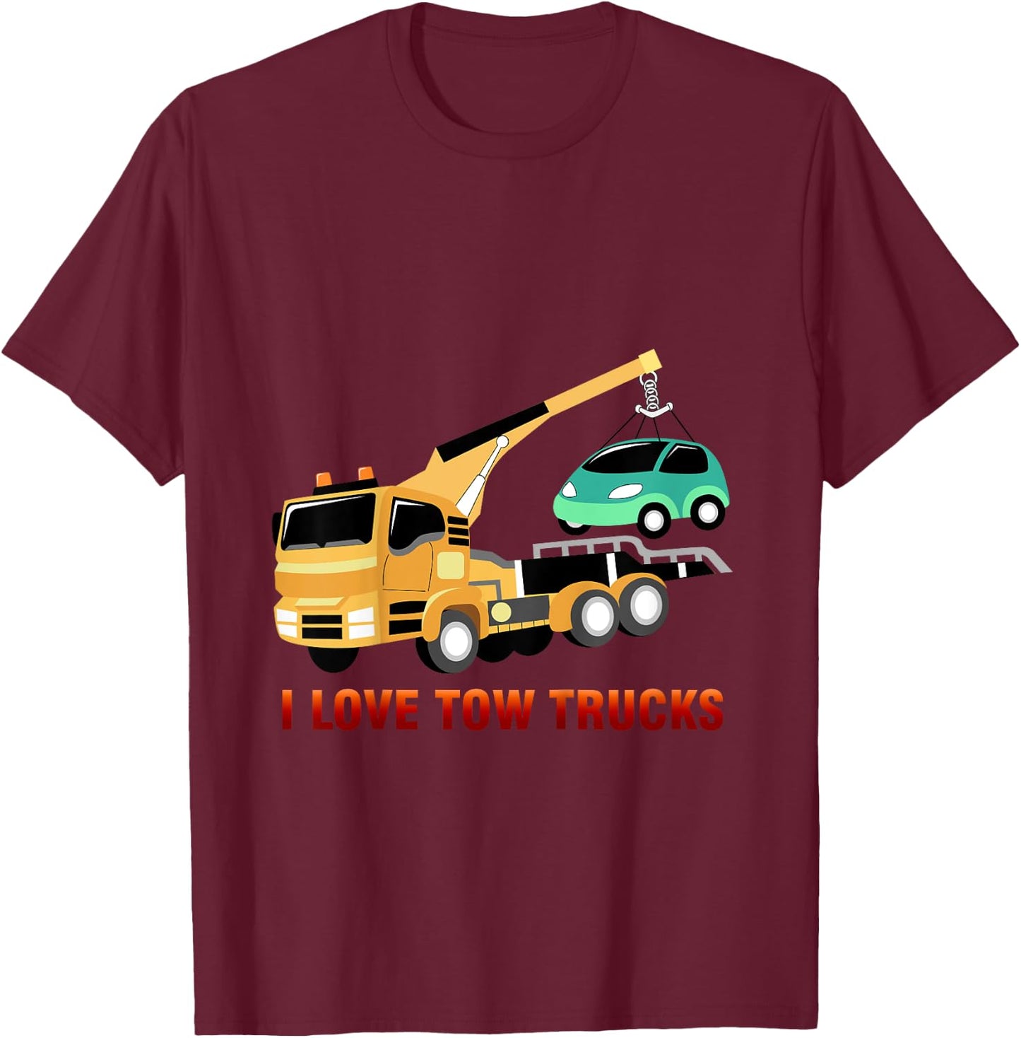 Kids I love tow truck | boy, youth, apparel racing driver T-Shirt - T-Shirt | Maroon