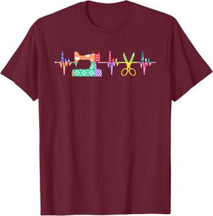 Quilter Sewing Heartbeat for Quilting Lover MM T-Shirt - T-Shirt | Maroon