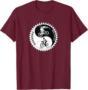 Bicycle Shirt Gift Yin Yang Road And Mountain Bike Month T-Shirt - T-Shirt | Maroon