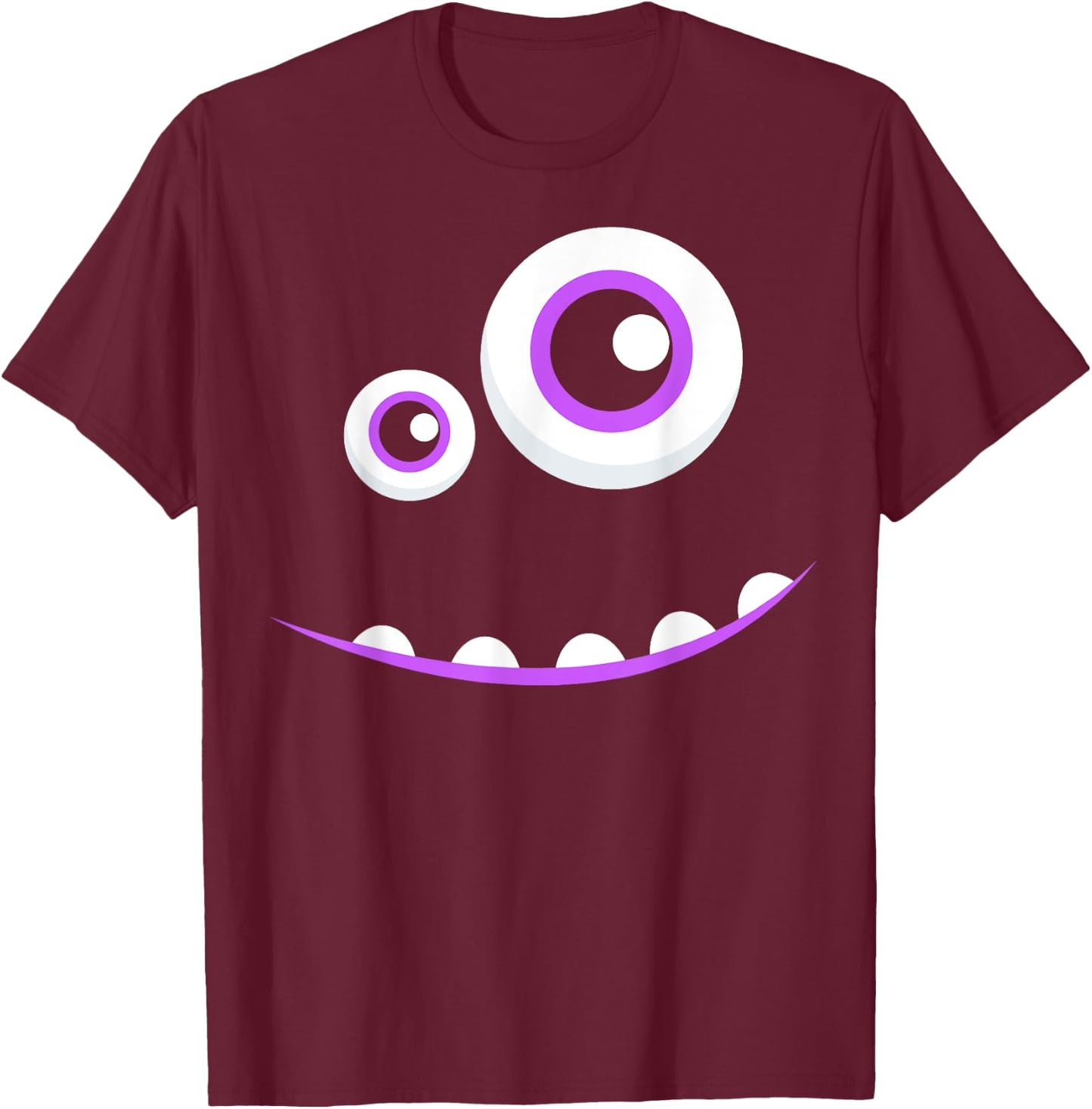 Cute Monster Face Shirt Halloween Group Costume Gift T-Shirt - T-Shirt | Maroon