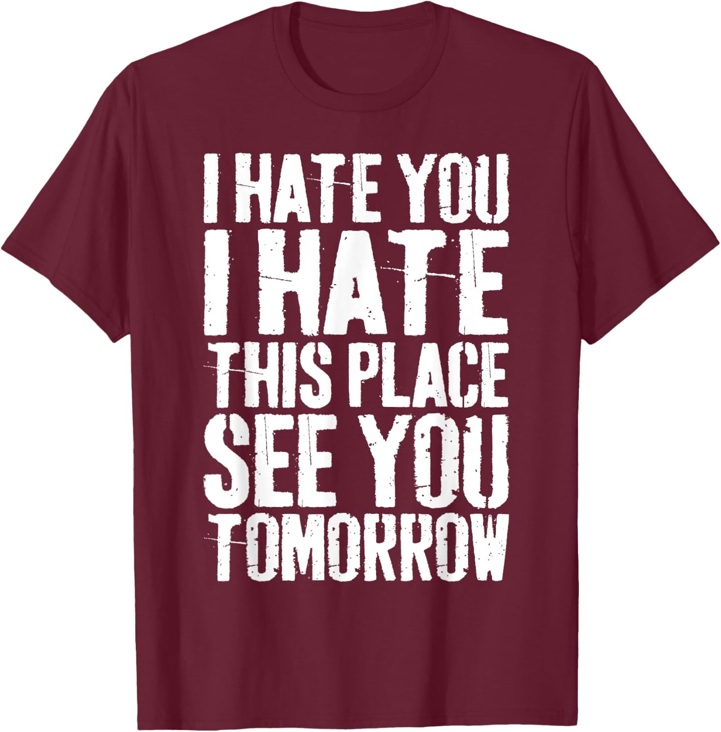 I Hate You I Hate This Place See You Tomorrow T-Shirt - T-Shirt | Maroon
