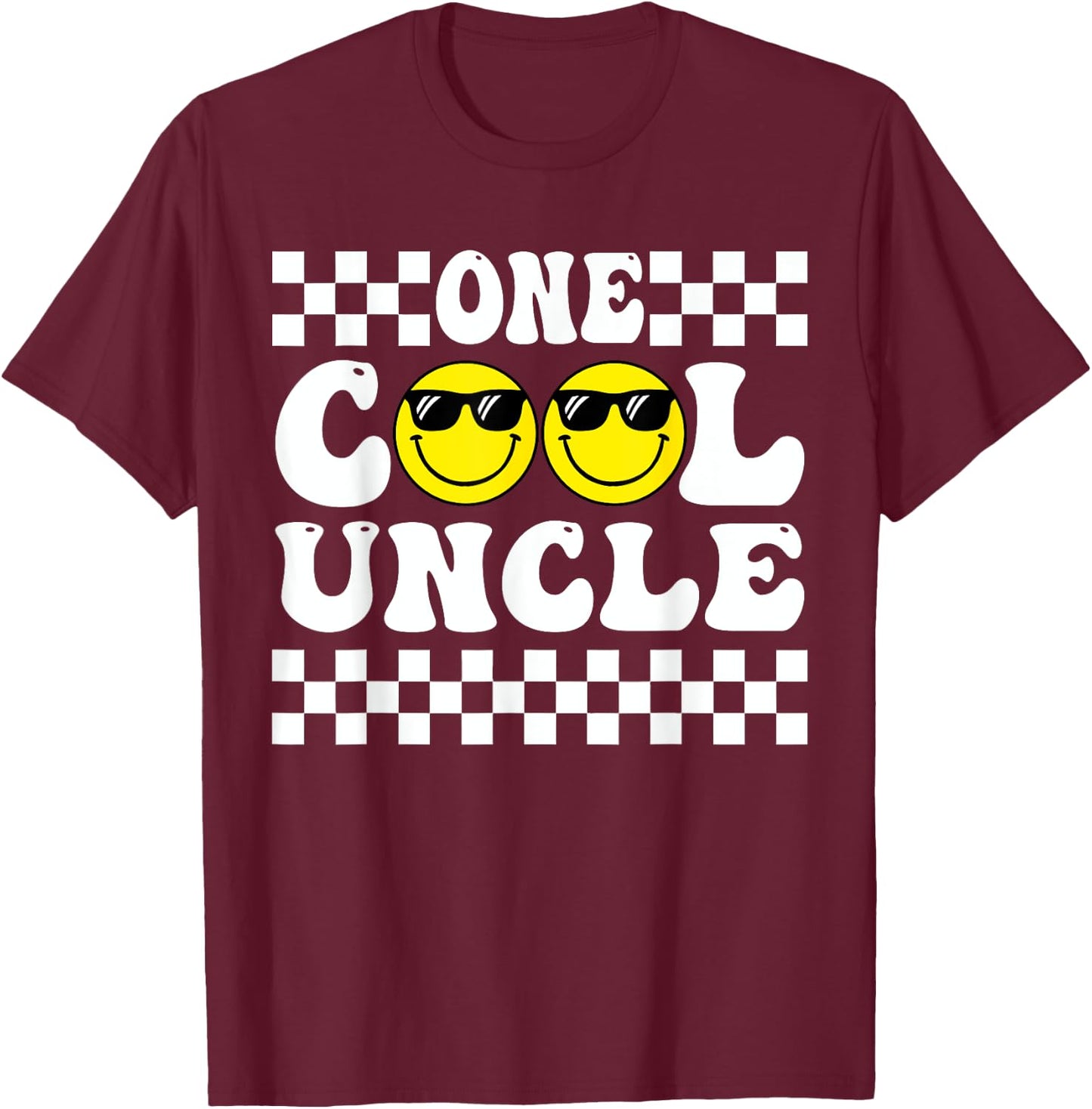 One Happy Dude 1st Birthday One Cool Uncle Family Matching T-Shirt - T-Shirt | Maroon