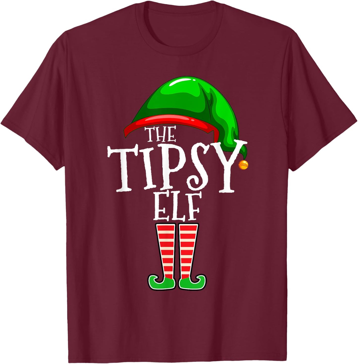 Tipsy Elf Family Matching Group Christmas Gift Drunk Funny T-Shirt - T-Shirt | Maroon