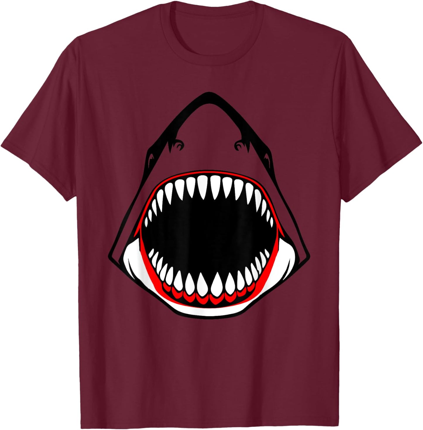 Shark Animal Jaws Open Mouth Head Costume Halloween Cosplay T-Shirt - T-Shirt | Maroon