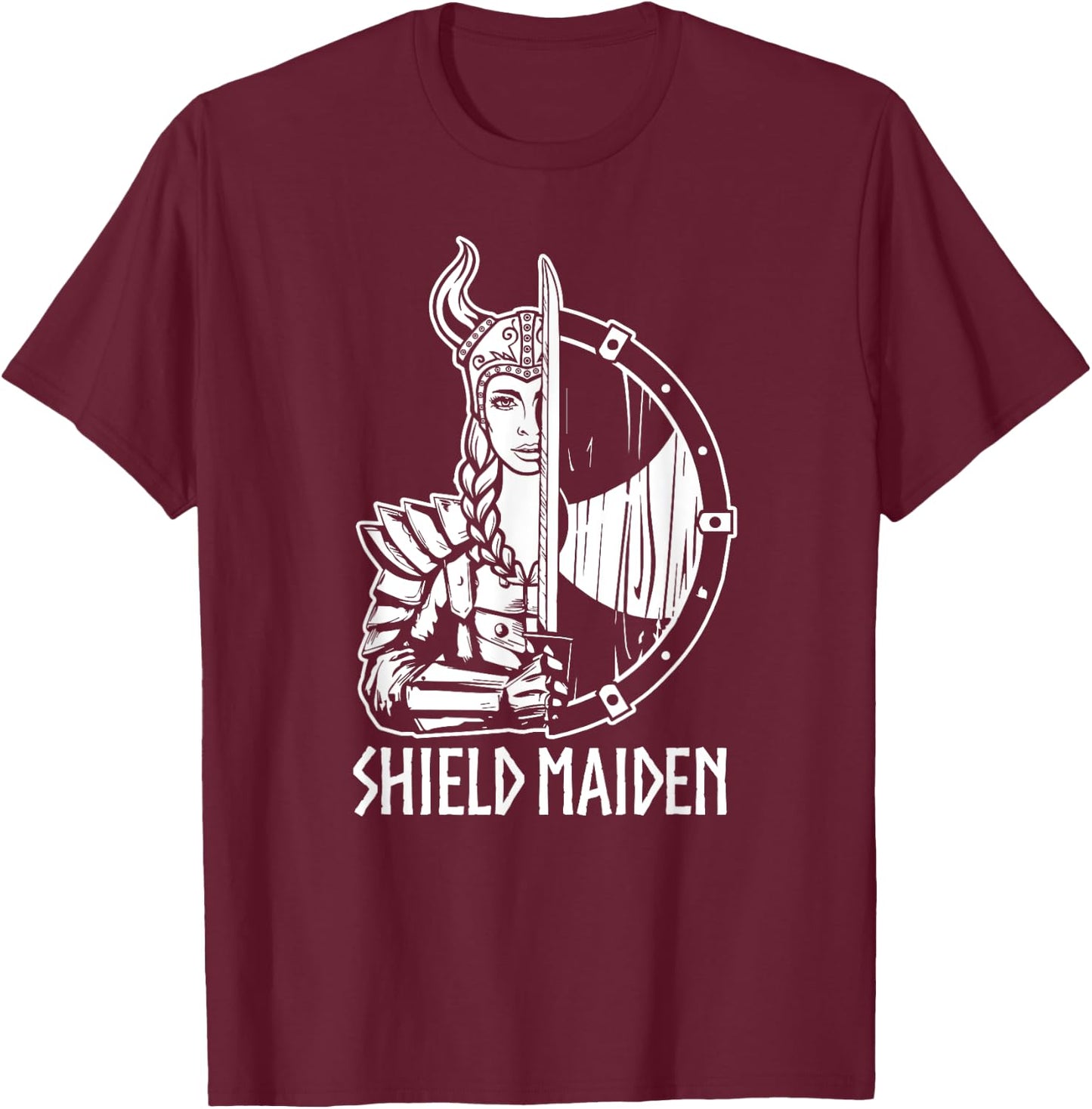 Women Shield Maiden Shirt Girl Viking T-Shirt - T-Shirt | Maroon