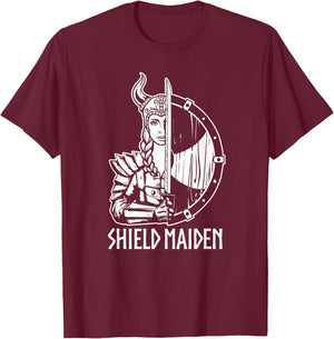 Women Shield Maiden Shirt Girl Viking T-Shirt - T-Shirt | Maroon