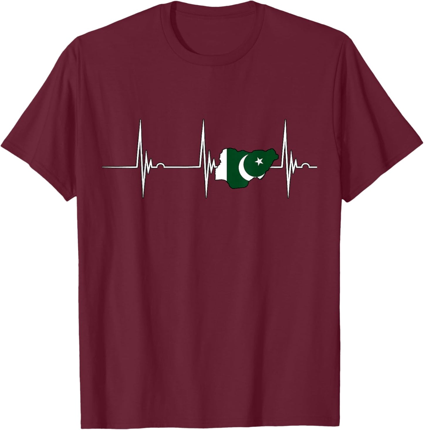 Pakistan Heartbeat EKG Pulse Pakistani Pride Pakistani Map T-Shirt - T-Shirt | Maroon