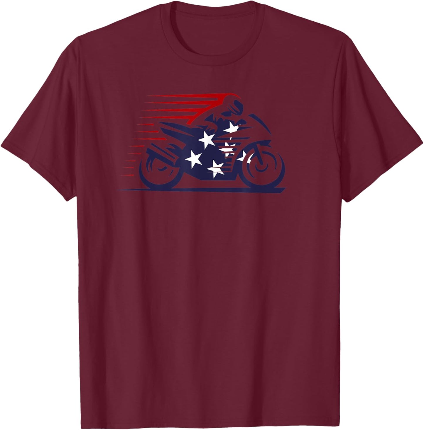 American Flag Super Bike Moto GP independence day Women Kids Men T-Shirt - T-Shirt | Maroon