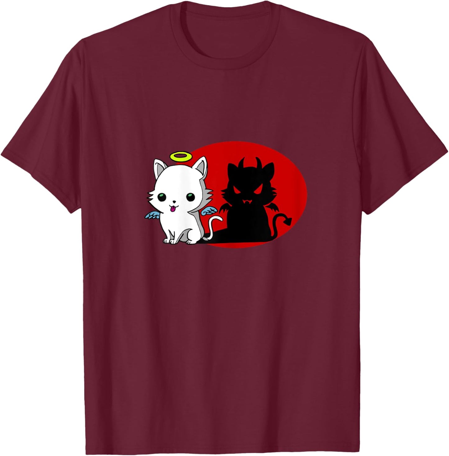 Funny Cat Angel Outside Devil Inside Comic Shirt T-Shirt - T-Shirt | Maroon