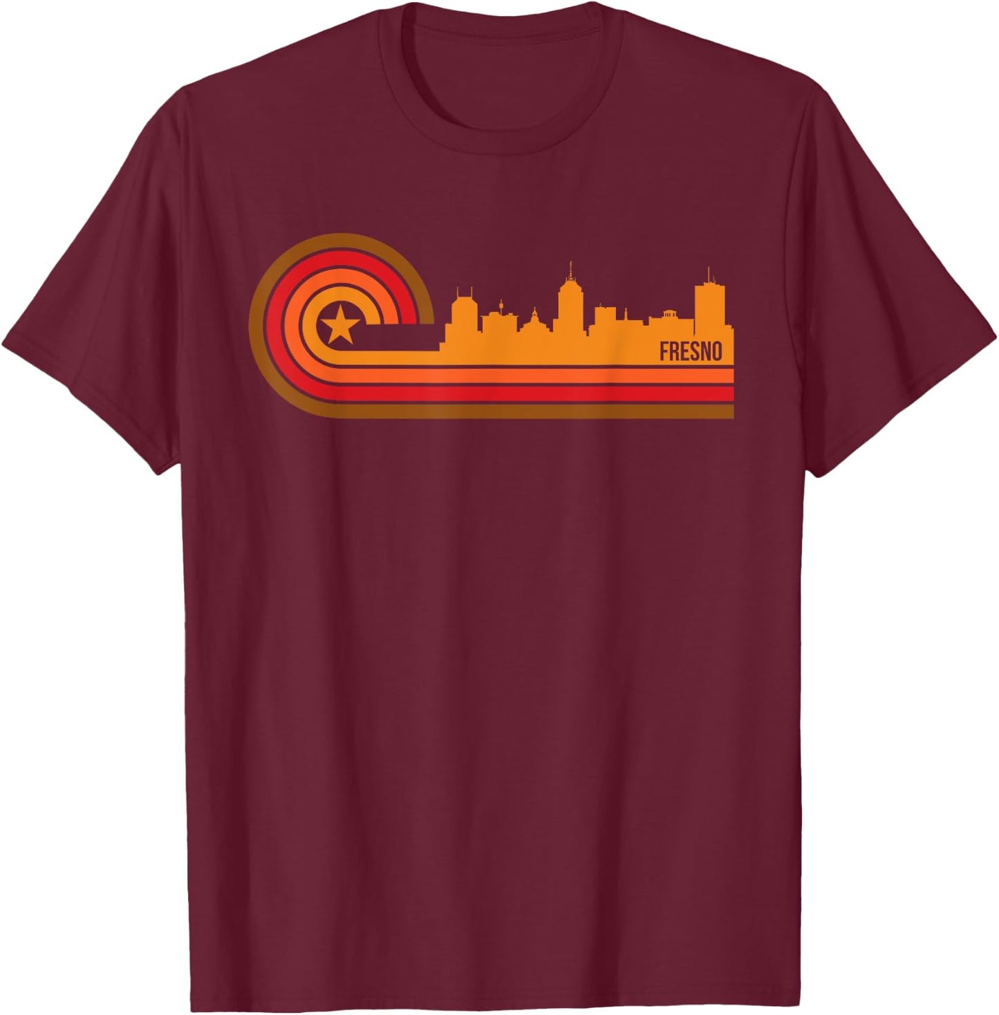 Retro Fresno - Fresno CA Skyline Shirt T-Shirt - T-Shirt | Maroon