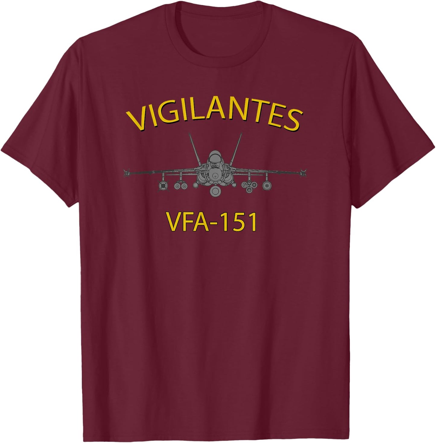 VFA-151 "Vigilantes" Squadron F-18 Super Hornet T-Shirt - T-Shirt | Maroon