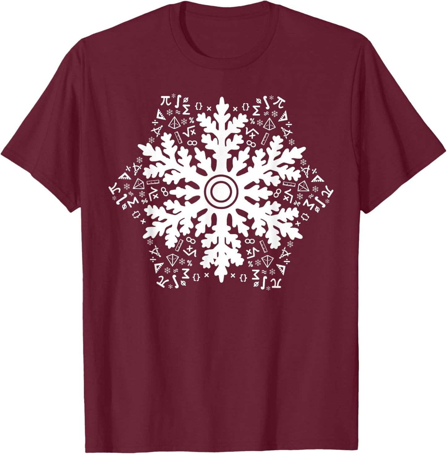 Christmas Mathematics Snowflake Math Teacher Student Pajamas T-Shirt - T-Shirt | Maroon