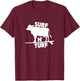 Surf N' Turf Cow Surfing T-Shirt - T-Shirt | Maroon