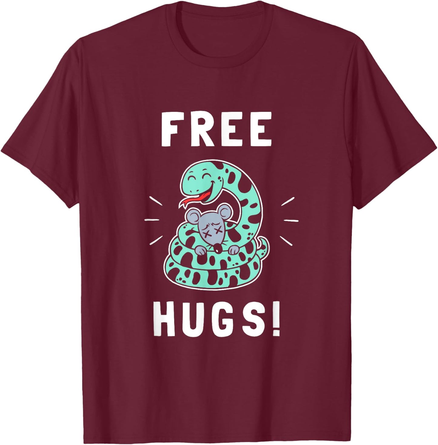 Free Hugs - Funny Python Snake Anaconda Joke T-Shirt - T-Shirt | Maroon