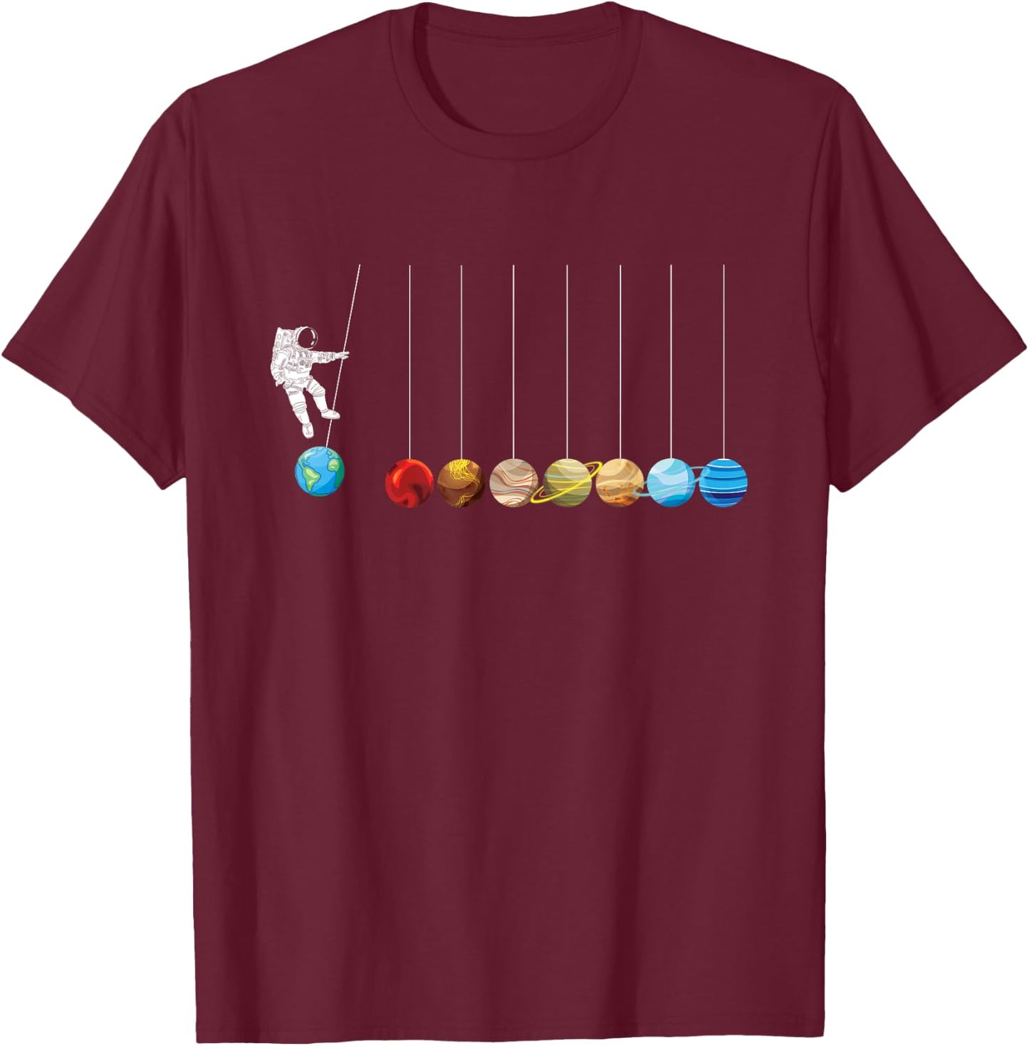 Astronaut Planets Spaceman Funny Space Dwarf Solar System T-Shirt - T-Shirt | Maroon