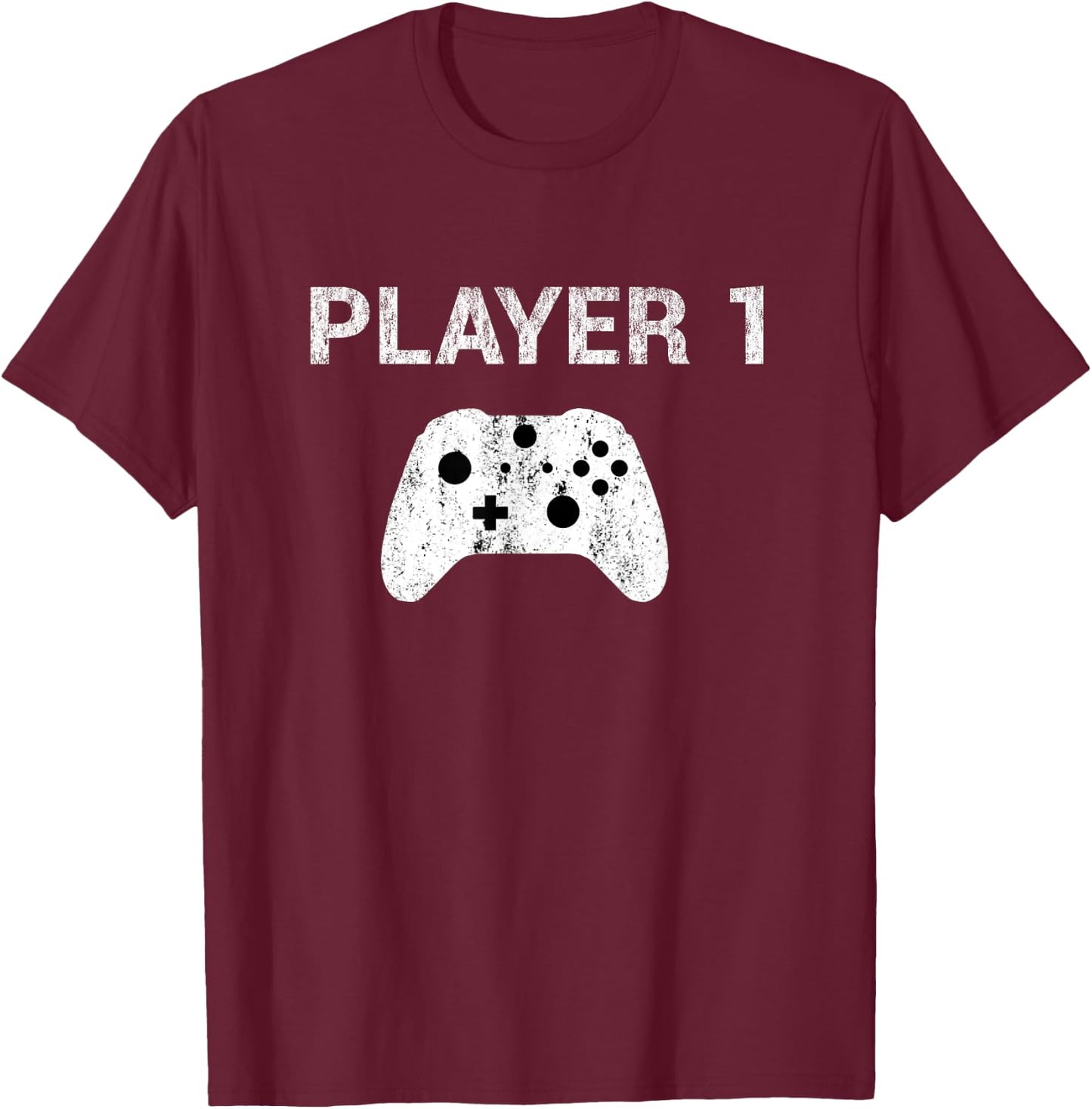 Player 1 Shirt Video Game Costume Gamer Men Women Kids T-Shirt - T-Shirt | Maroon