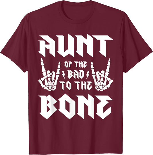 Aunt Of The Bad Two the Bone Birthday 2 Years Old Birthday T-Shirt - T-Shirt | Maroon