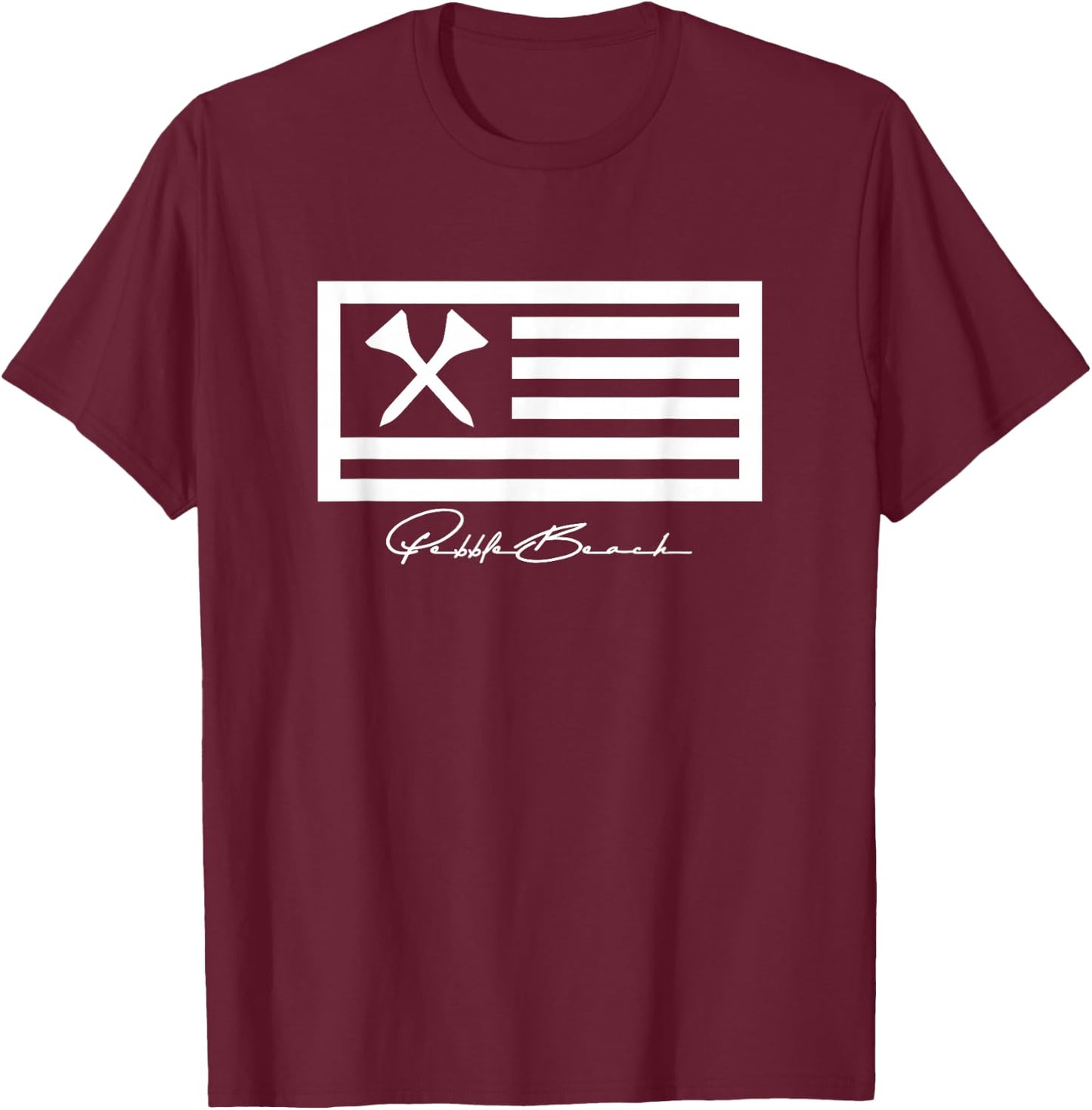 Pebble Beach Golf | US FLAG T-Shirt - T-Shirt | Maroon