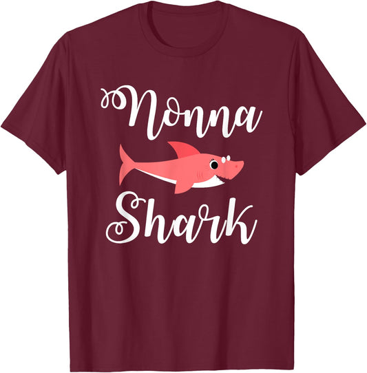 Nonna Shark Funny Italian Grandma Novelty Shirt T-Shirt - T-Shirt | Maroon