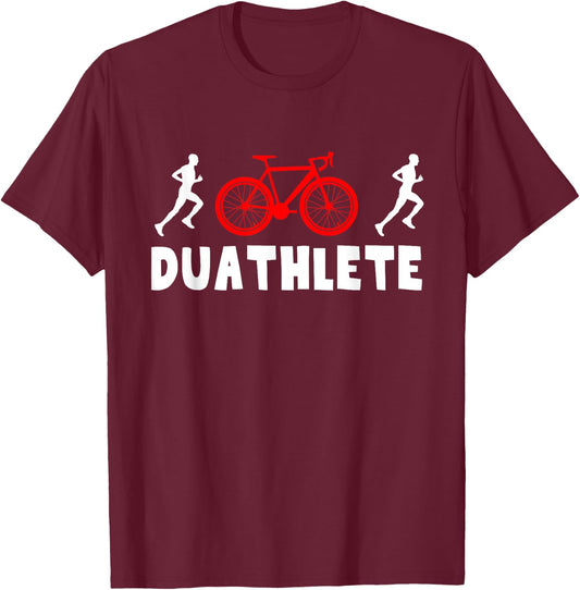 Duathlete Male Runner Duathlon T-Shirt - T-Shirt | Maroon