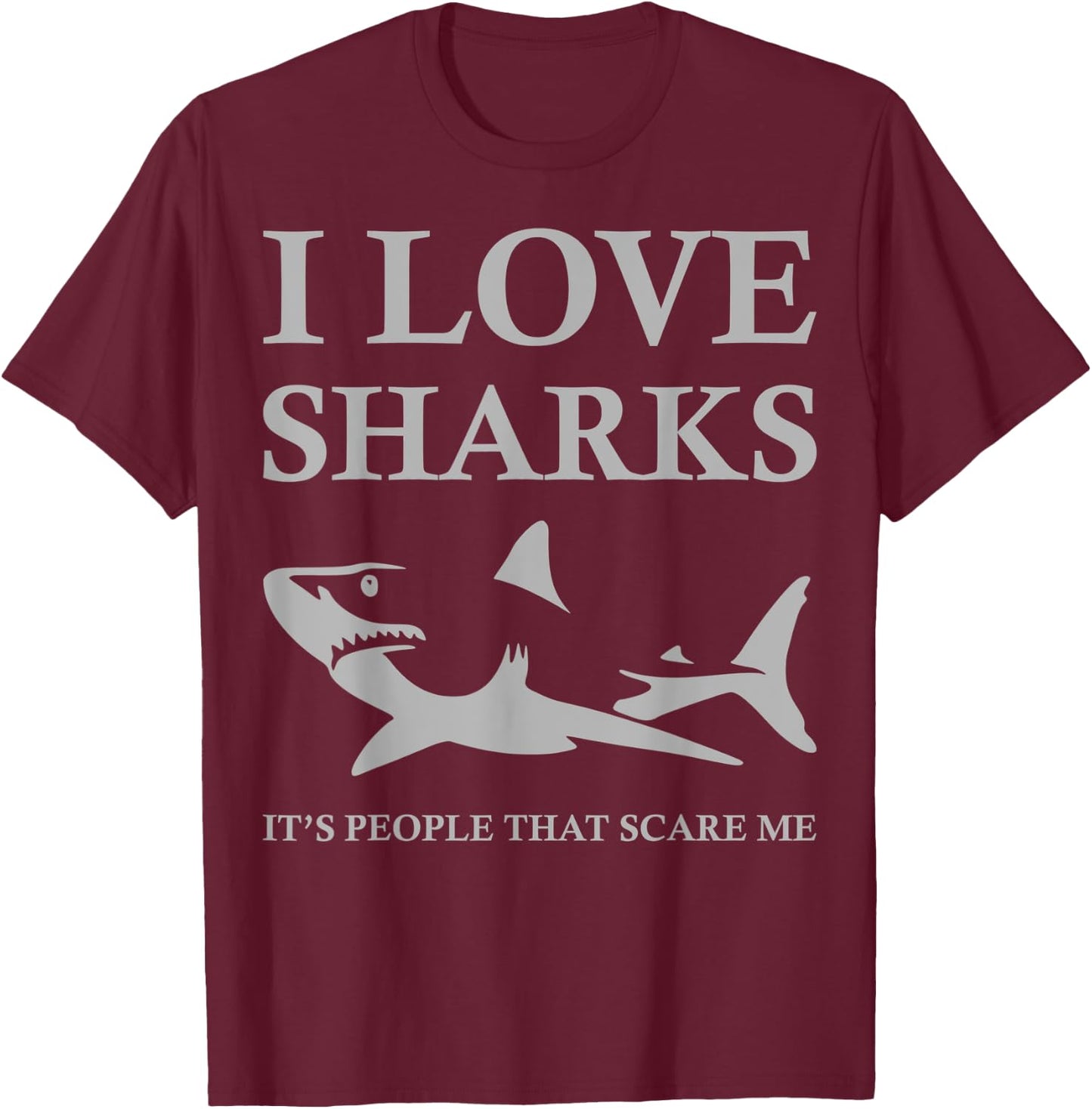 I Love Sharks T-Shirt - T-Shirt | Maroon