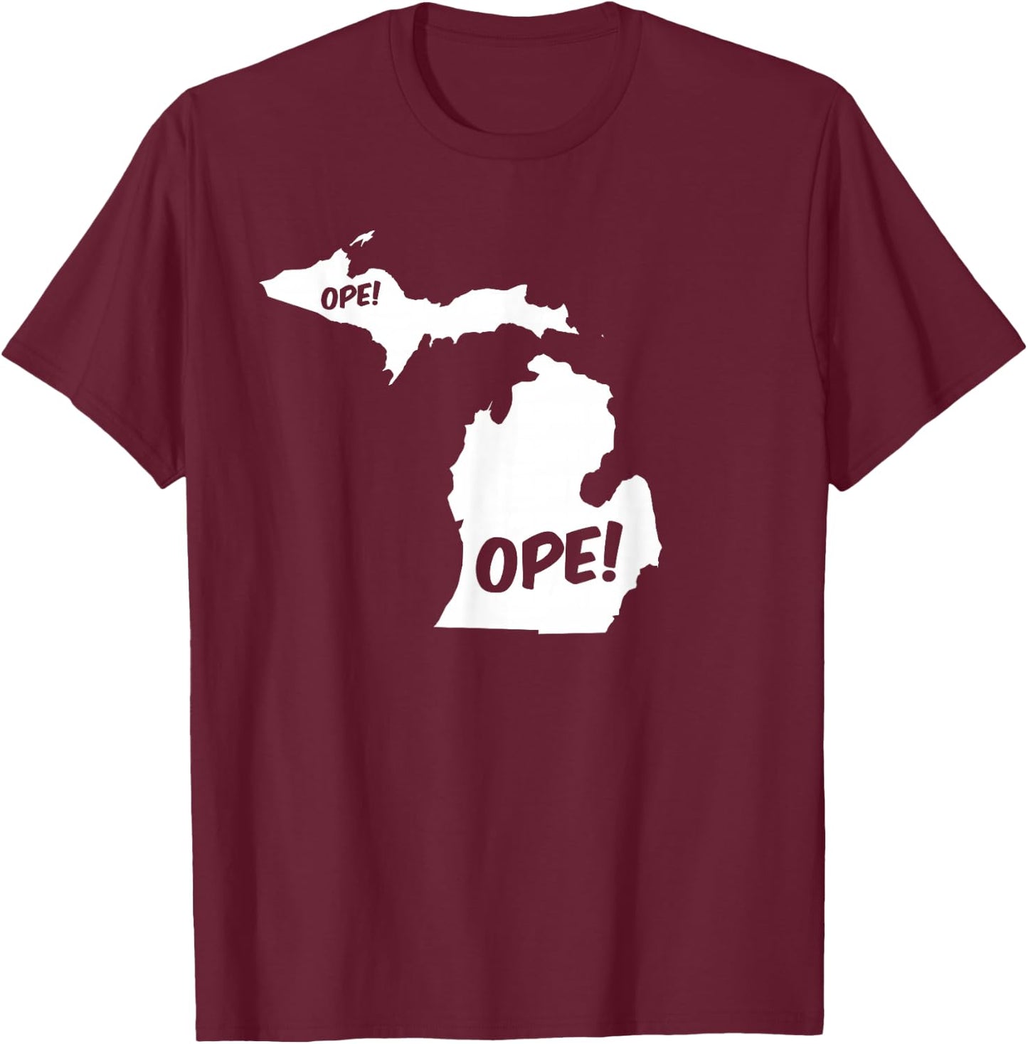 Ope Michigan State Outline Silhouette Wholesome Funny T-Shirt - T-Shirt | Maroon