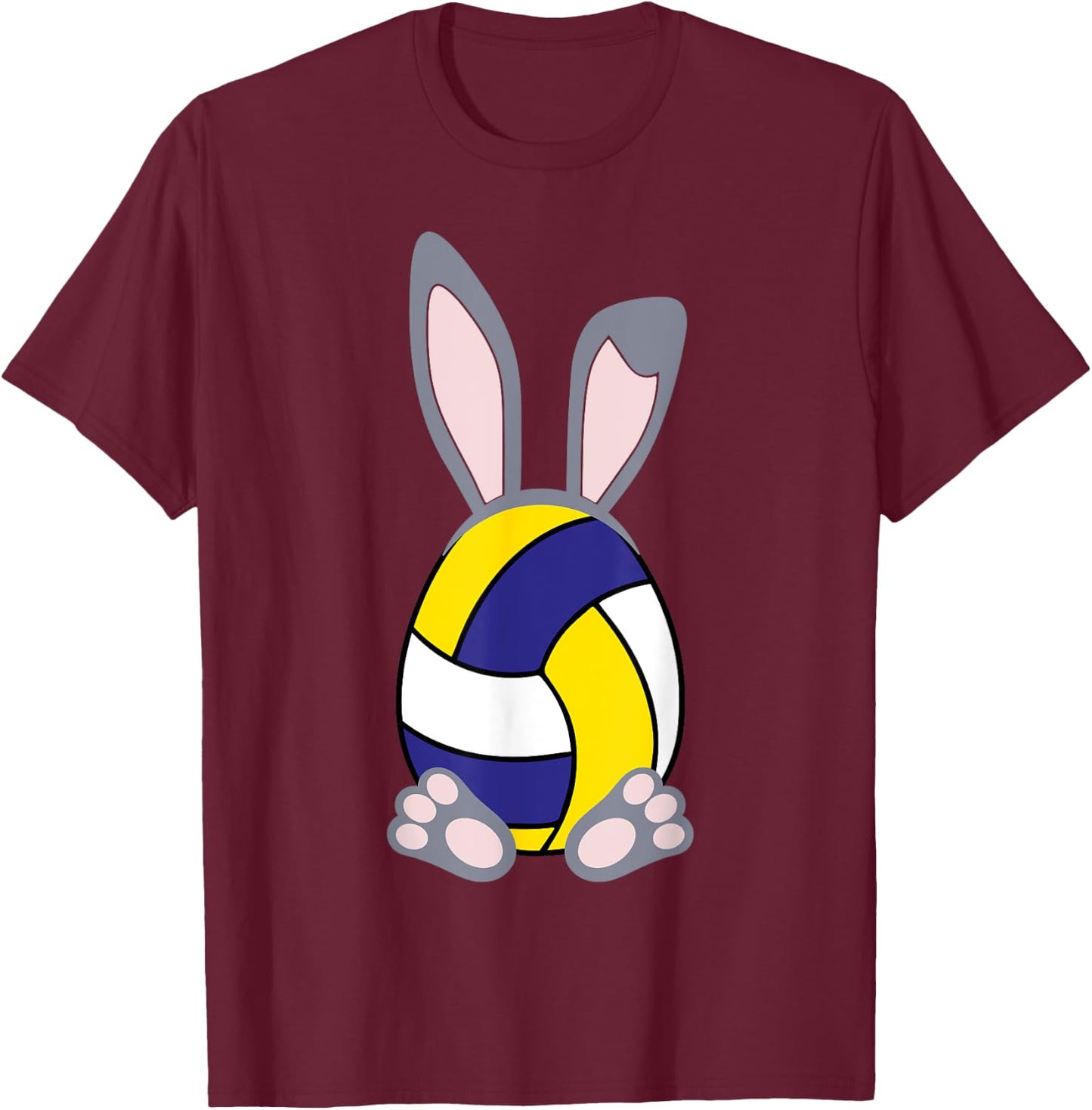 Volleyball Easter Egg Rabbit Bunny - Volleyball Shirt T-Shirt - T-Shirt | Maroon