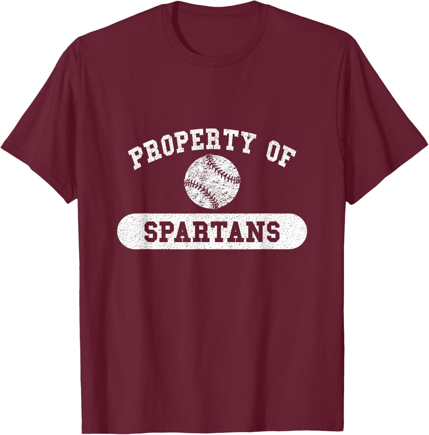 Property of Spartans Baseball T-Shirt - T-Shirt | Maroon