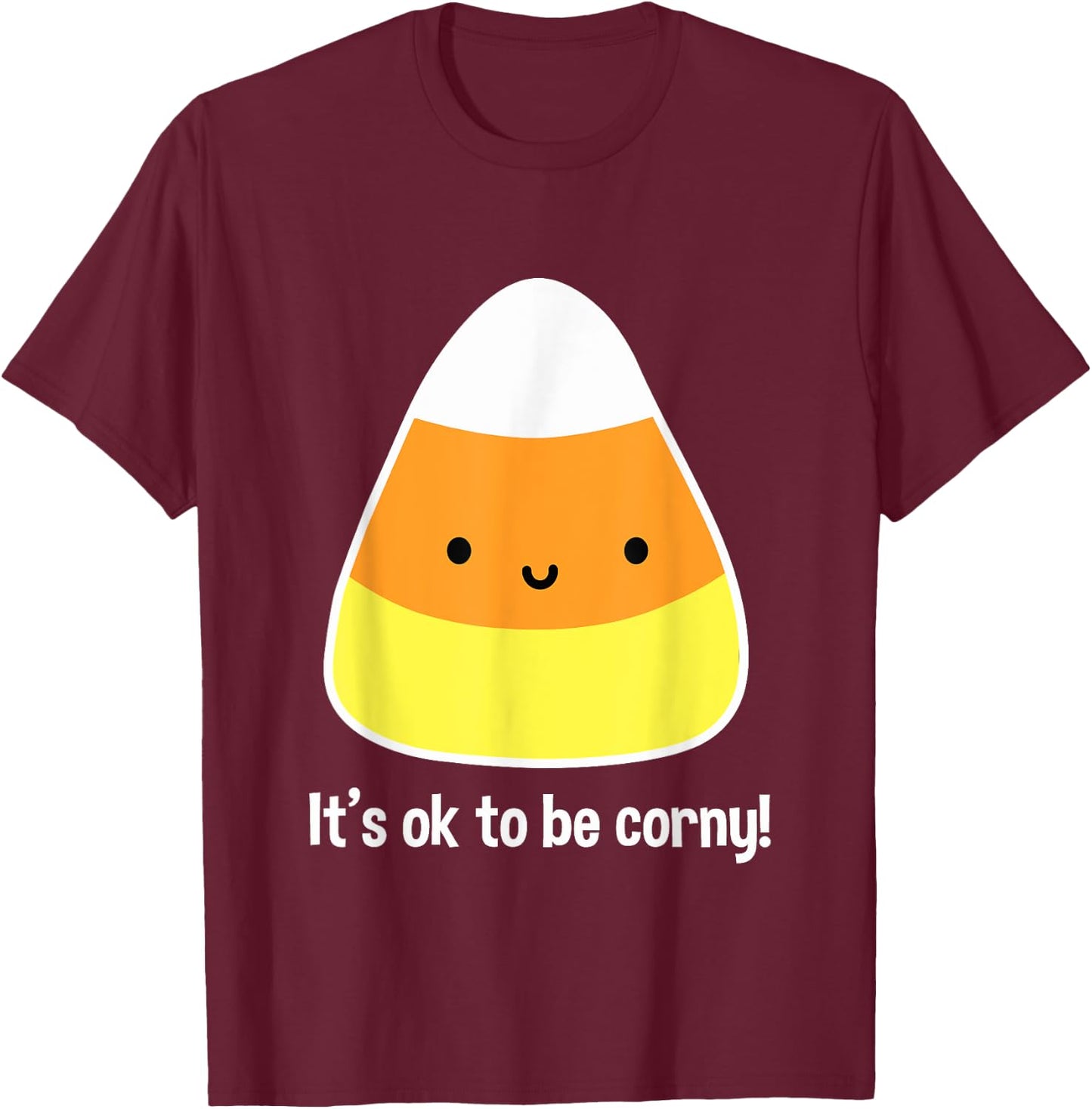 Funny Candy Corn Design Cute Kawaii Halloween T-Shirt - T-Shirt | Maroon