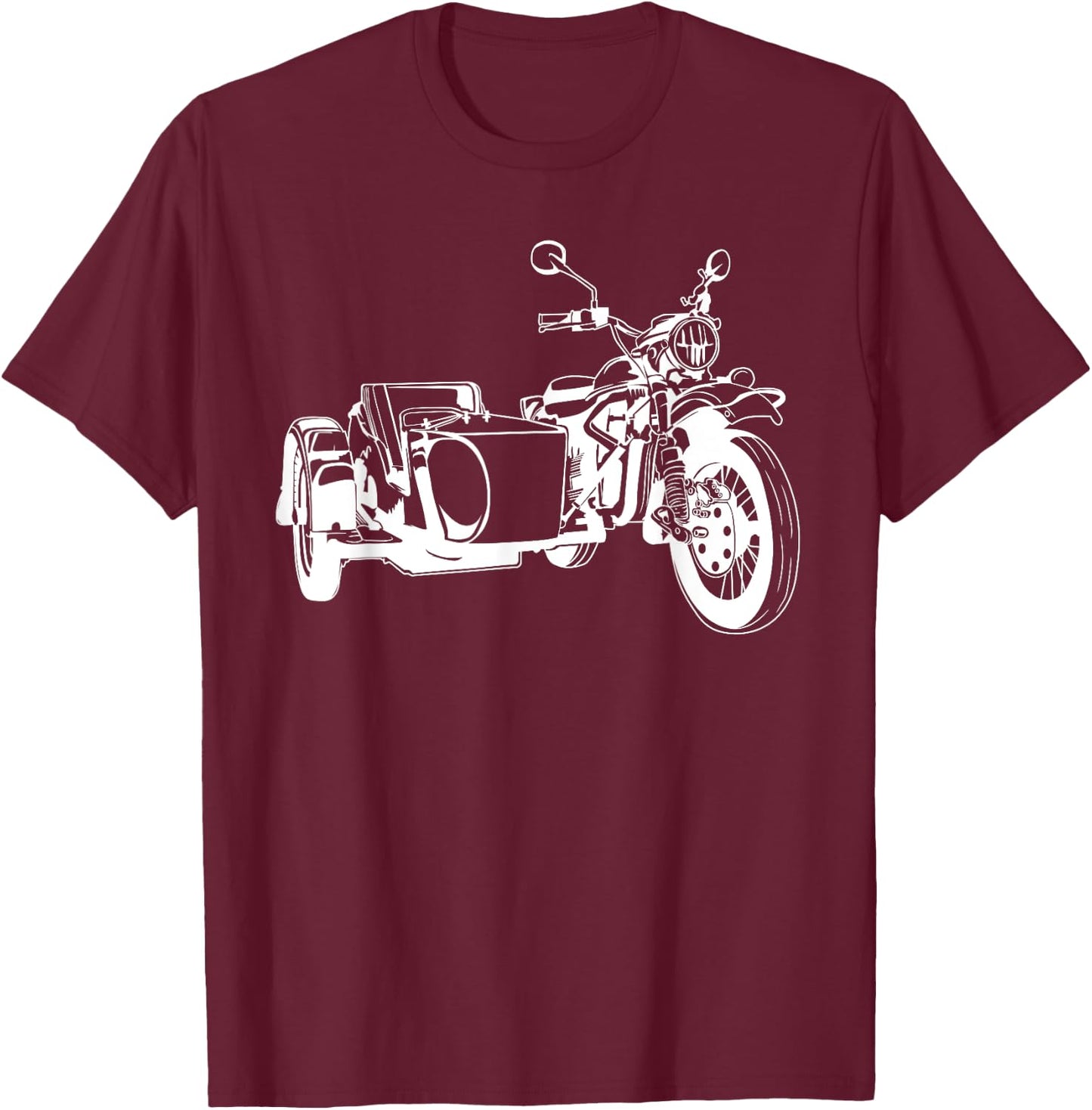 Sidecar Motorcycle Vintage 3-Wheel Motorbike T-Shirt - T-Shirt | Maroon
