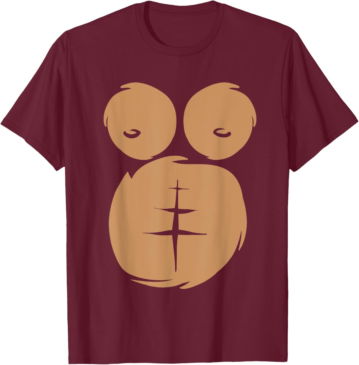 Monkey Ape Gorilla Chest Belly Halloween Office Party T-Shirt - T-Shirt | Maroon