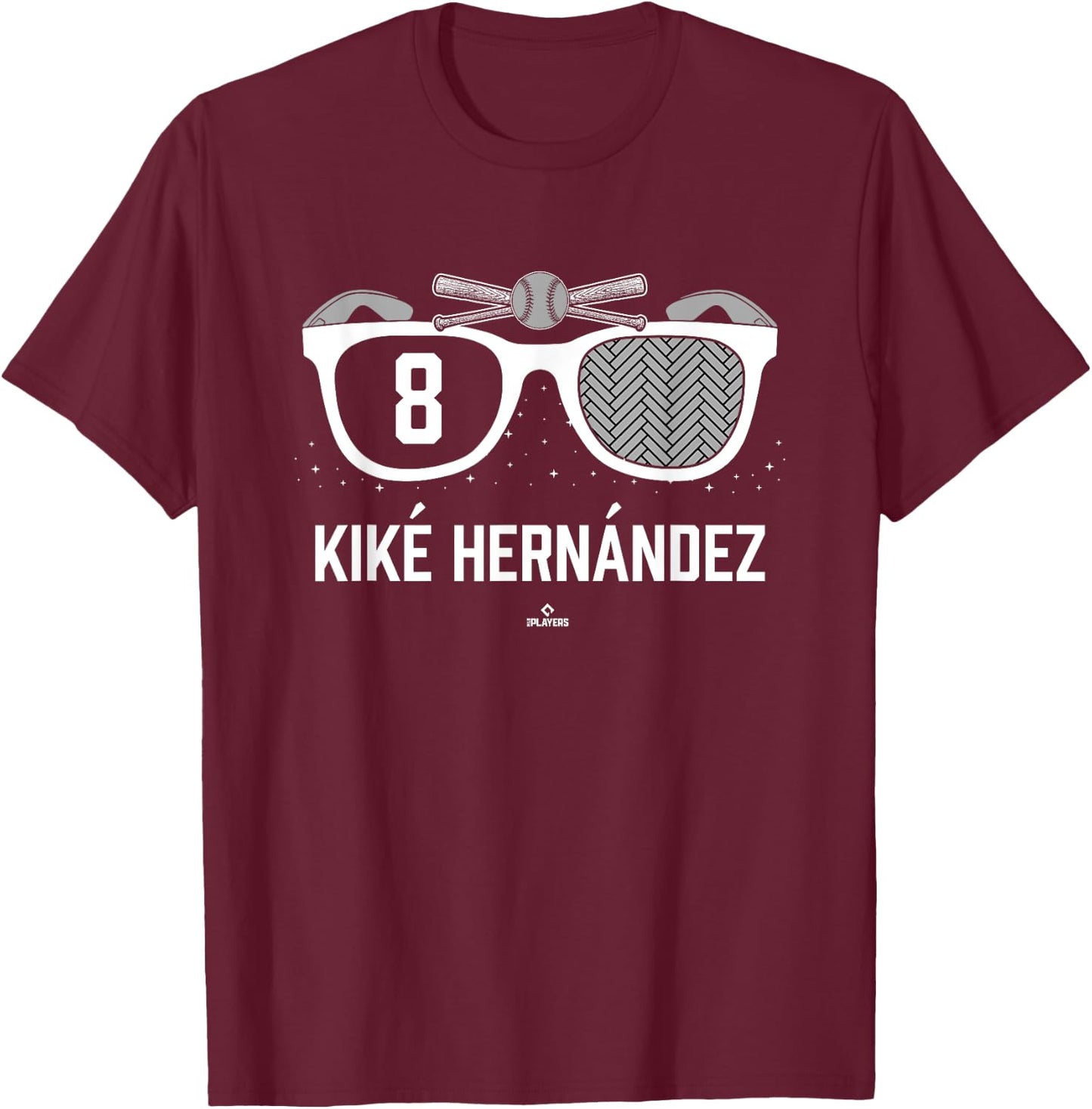 American Glasses Kiké Hernández Los Angeles Baseball MLBPA T-Shirt - T-Shirt | Maroon
