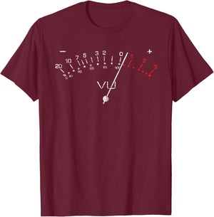 VU Meter T Shirt Sound Engineer, Hi Fi, Analog T-Shirt - T-Shirt | Maroon