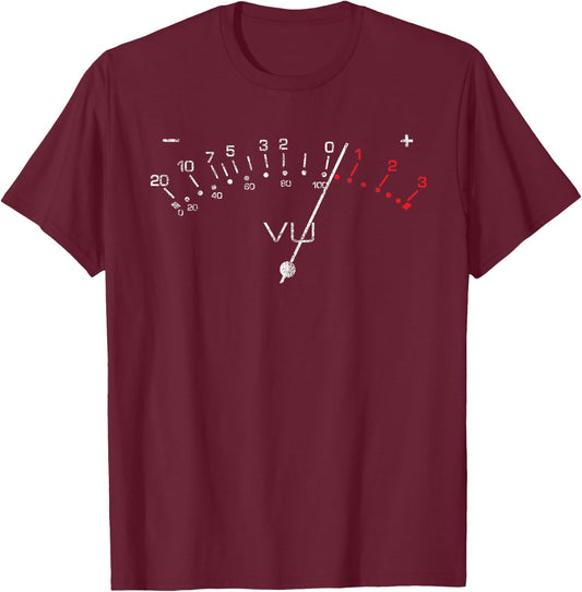 VU Meter T Shirt Sound Engineer, Hi Fi, Analog T-Shirt - T-Shirt | Maroon