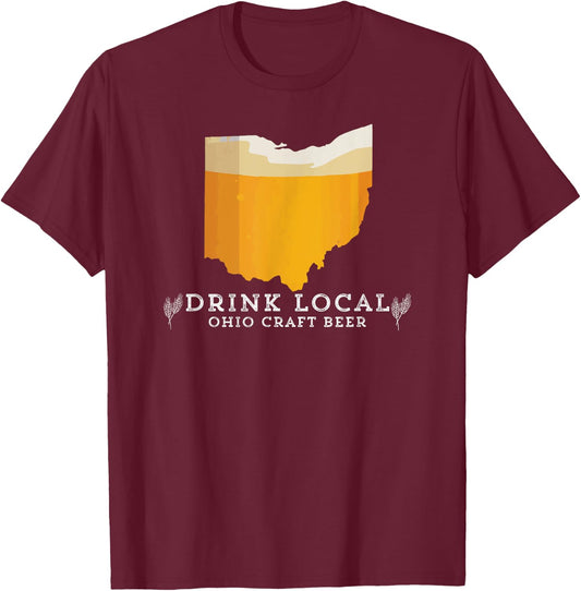 Drink Good Local Craft Beer: Ohio T Shirt T-Shirt - T-Shirt | Maroon