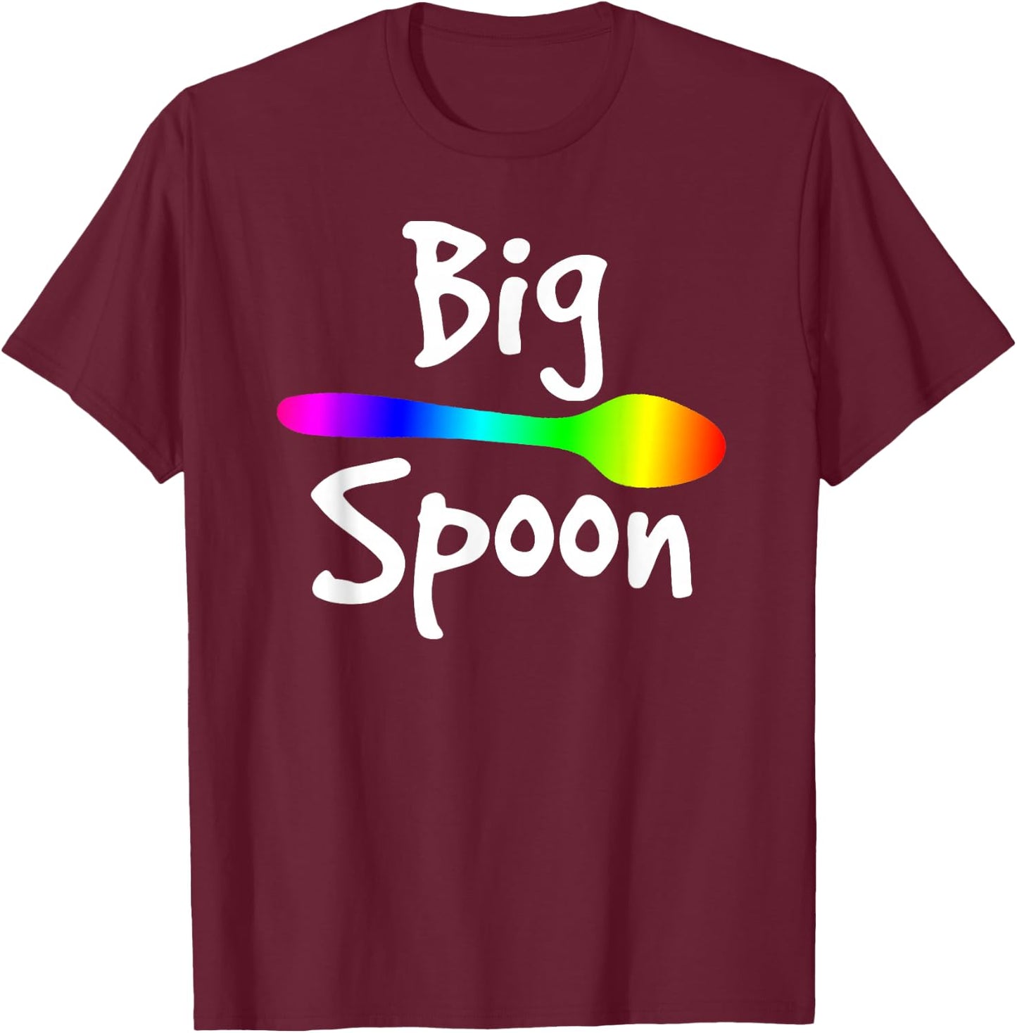 Rainbow Big Spoon Little Spoon Matching Gay Couple T-Shirt - T-Shirt | Maroon
