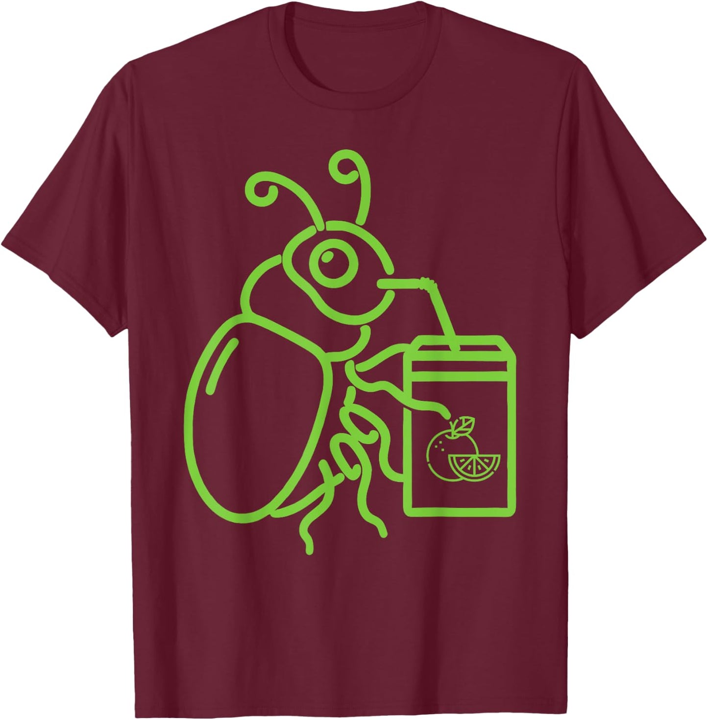 Funny Halloween Graphic Green Halloween Beetle drink Juice T-Shirt - T-Shirt | Maroon