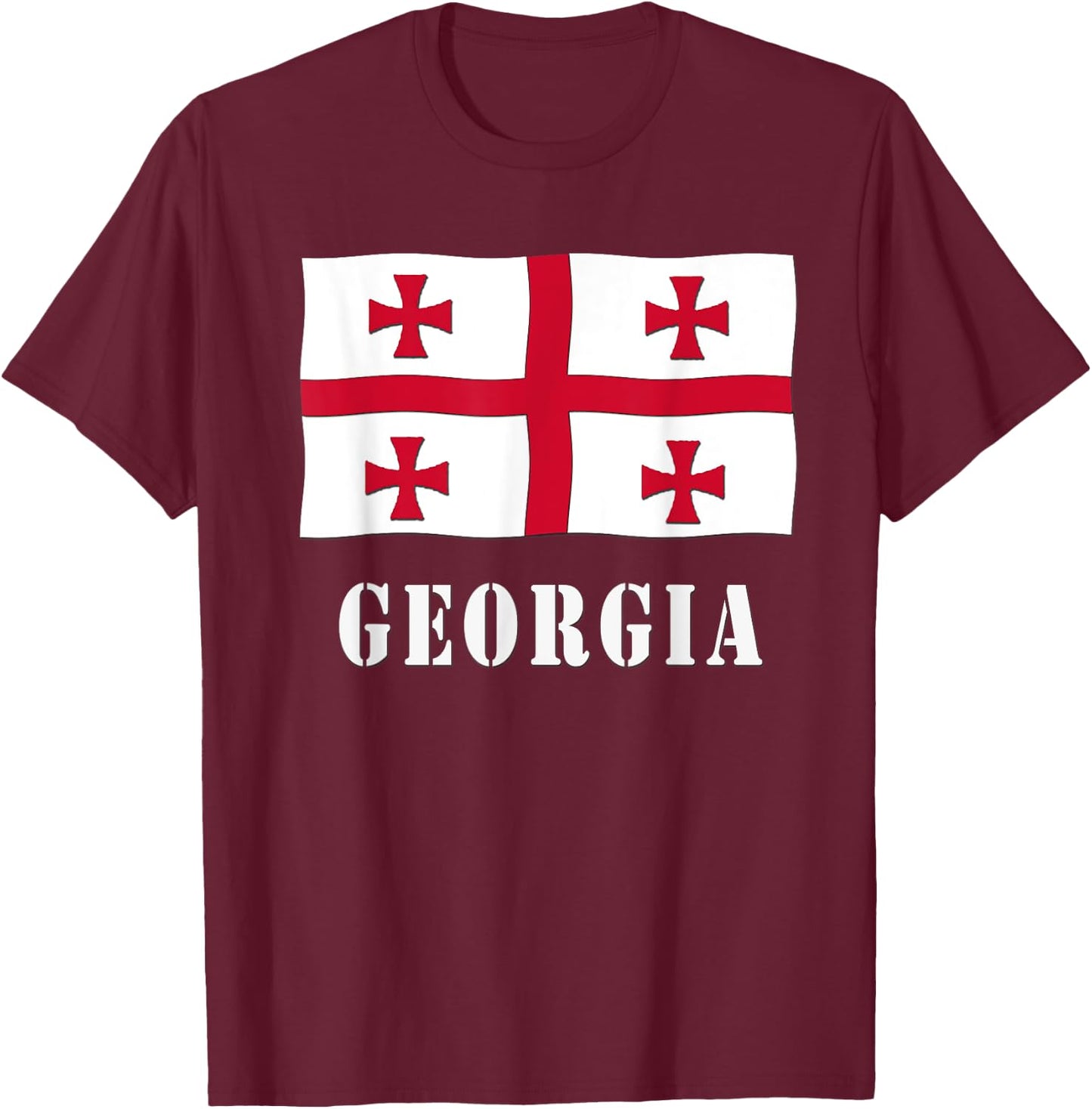 Georgian Flag Republic of Georgia T-Shirt - T-Shirt | Maroon