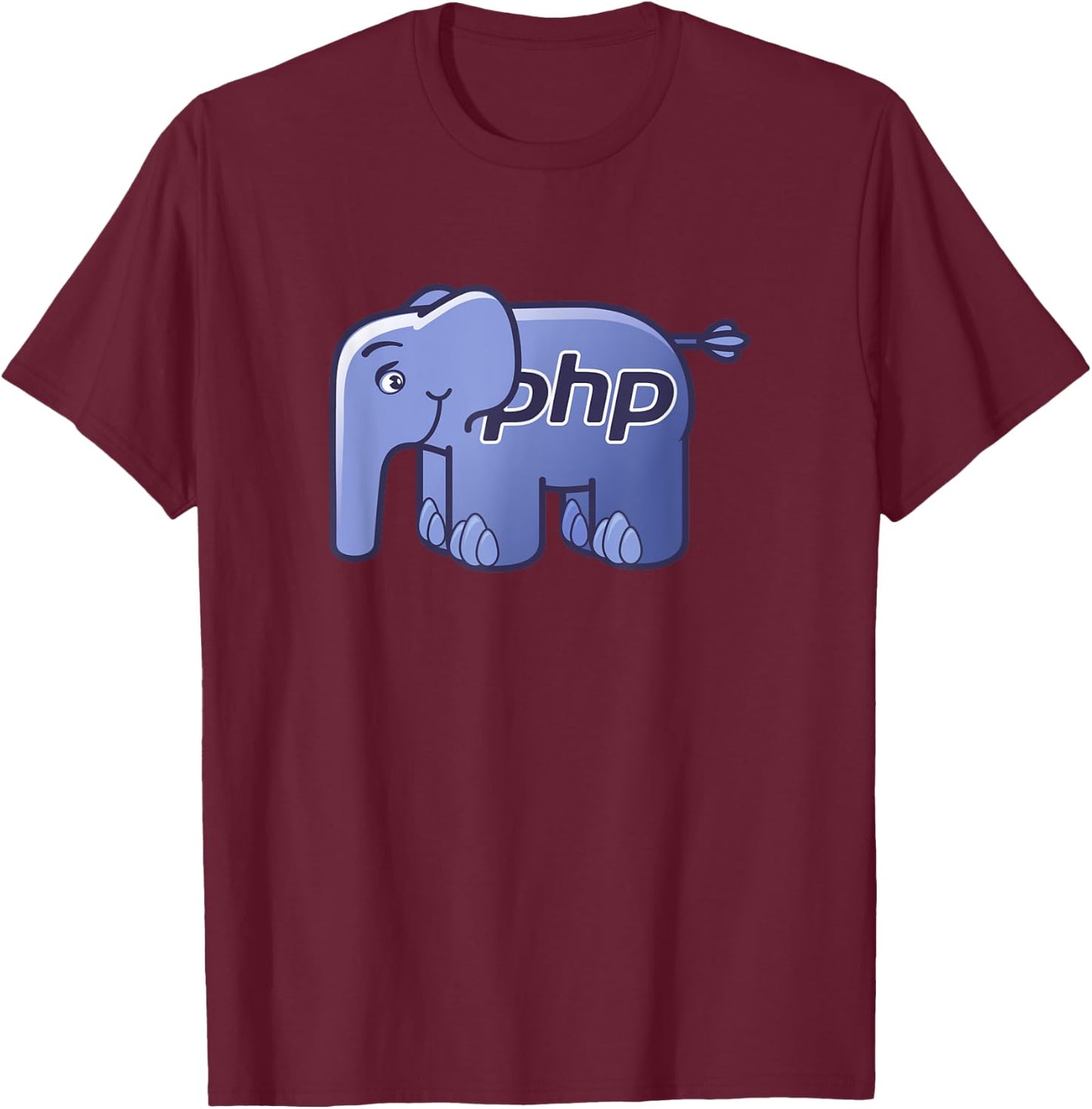 PHP Language Official ElePHPant Mascot Logo T-Shirt - T-Shirt | Maroon