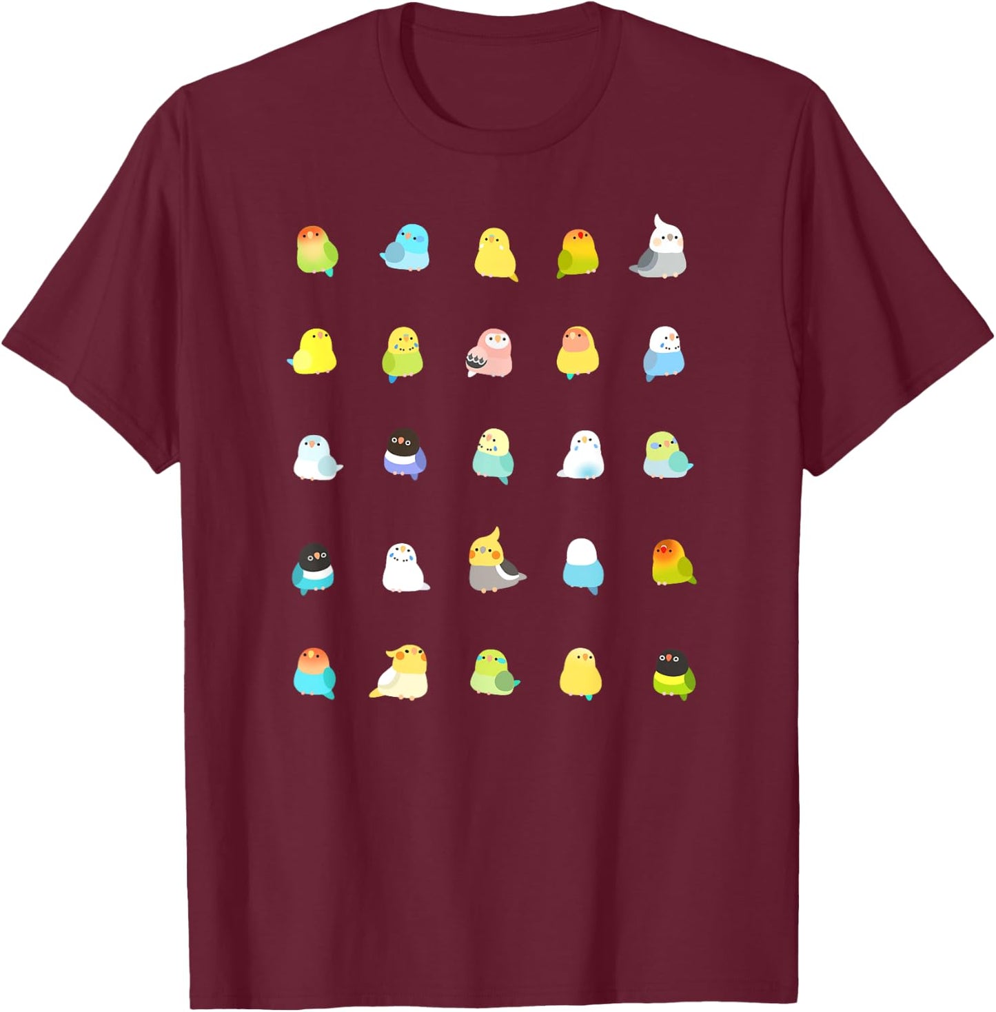 Tiny Birdies Parakeet T-Shirt - T-Shirt | Maroon