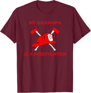 My Grandpa Is A Firefighter Helmet & Axe Fireman Shirt T-Shirt - T-Shirt | Maroon