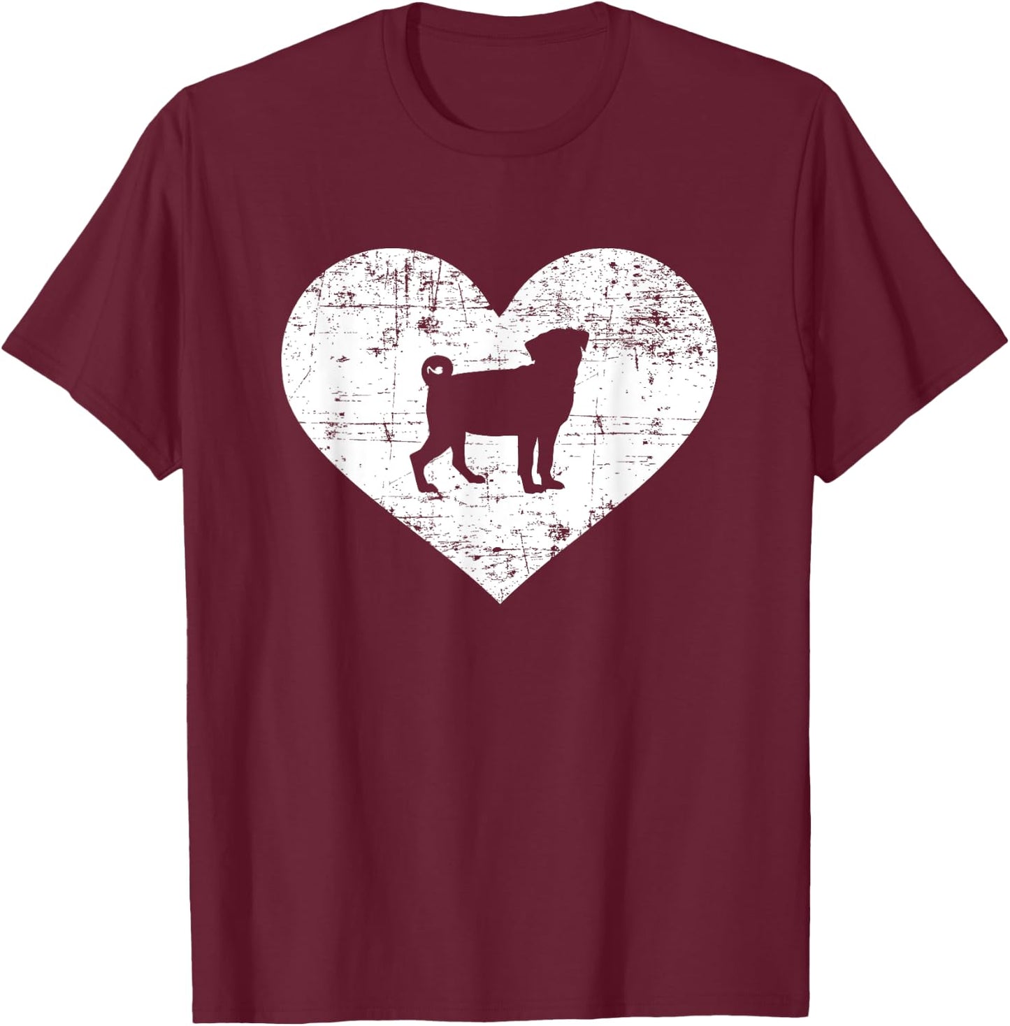Pug heart T-Shirt - T-Shirt | Maroon