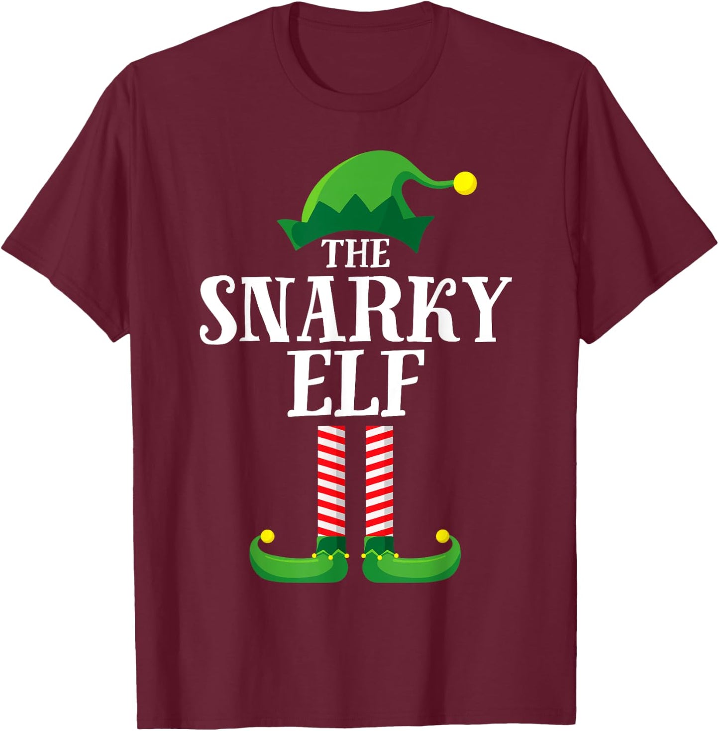 Snarky Elf Matching Family Group Christmas Party Pyjamas T-Shirt - T-Shirt | Maroon