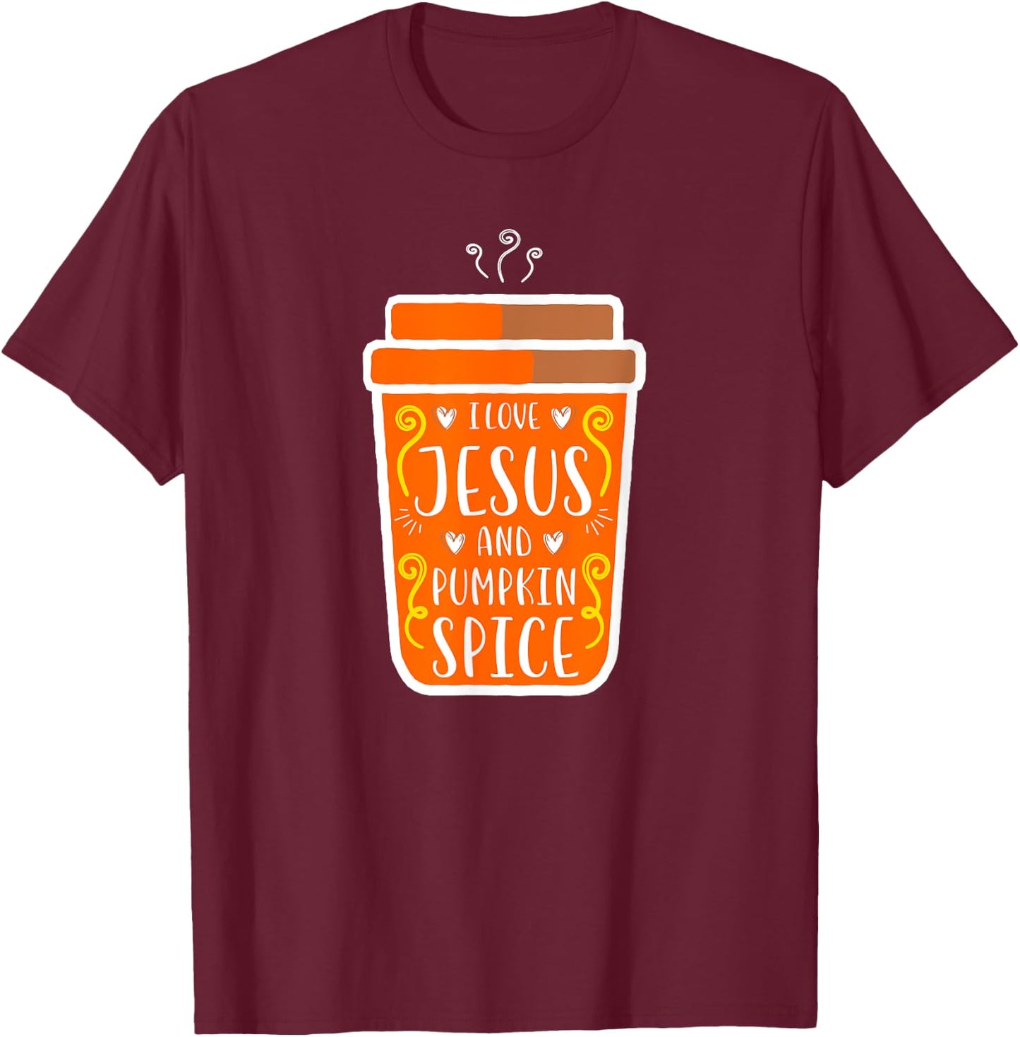 Christian Girl Autumn I Love Jesus Pumpkin Spice Fall T-Shirt - T-Shirt | Maroon